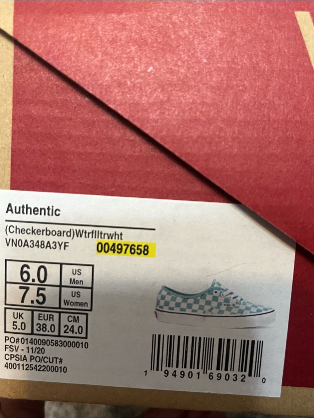 Women Vans Checkerboard Lace-Up Sneakers - Teal / White - Picture 5 of 5